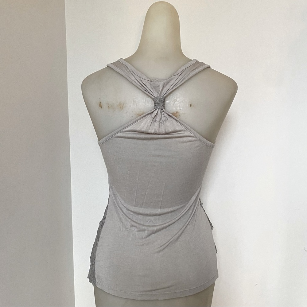 Charlotte Rouse Gray Ruffled Tank Top Size Medium - Picture 5 of 6